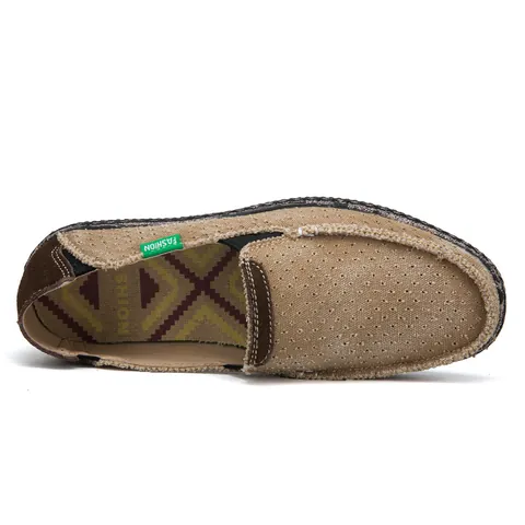Mocassini in Tela Casual da Uomo Traspiranti Traforati Senza Lacci Scarpe Basse Vintage Invecchiate Suola Morbida Scarpe da Camminata all'Aperto