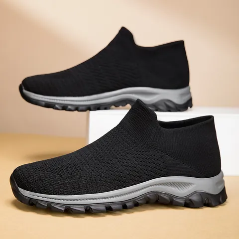 Heren Ademende Mesh Instap Sneakers Lichtgewicht Comfortabele Flyknit Wandelschoenen Casual Lage Mesh Schoenen