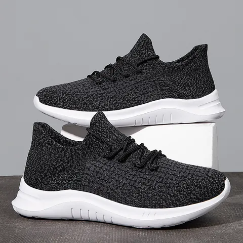 Heren Ademende Mesh Hardloopschoenen Lichtgewicht Zachte Zool Flying Knit Casual Sneakers Voor Wandelen Jogging Sport Schoenen
