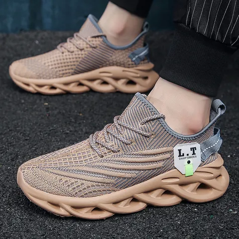 Herren Mode Sneaker Atmungsaktive Flyknit Mesh Laufschuhe Hohlraum Stoßdämpfung Sohle Casual Sportliche Wanderschuhe Sport Fußbekleidung