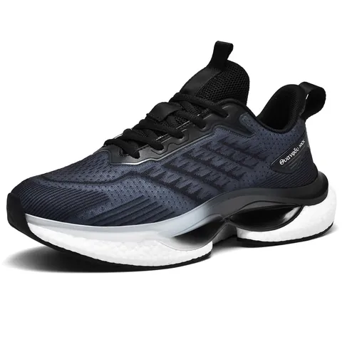 Men's Sporty Casual Running Shoes Breathable Mesh Thick Sole Shock Absorption Lightweight Fashion Sneakers For Walking Gym