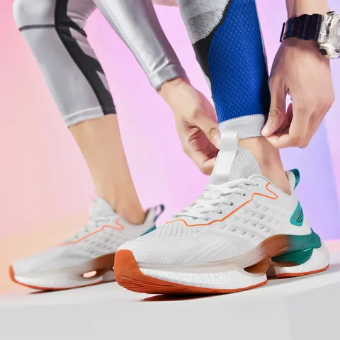 Men's Sporty Casual Running Shoes Breathable Mesh Thick Sole Shock Absorption Lightweight Fashion Sneakers For Walking Gym