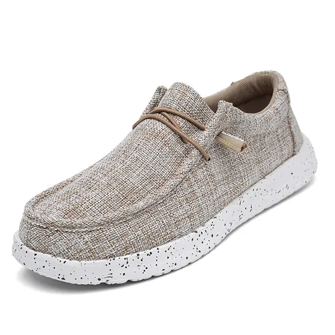 Men Casual Canvas Loafers Breathable Slip-on Shoes With Splatter Sole Lightweight Comfort Outdoor Walking Shoes For Men