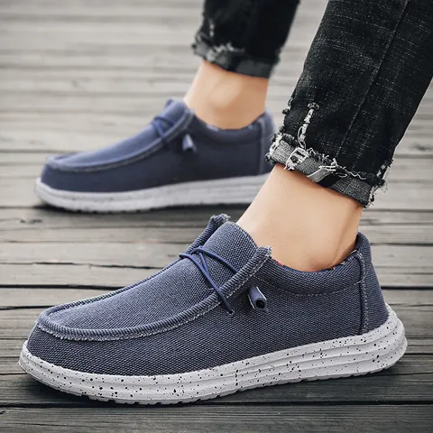 Men Casual Canvas Loafers Breathable Slip-on Shoes With Splatter Sole Lightweight Comfort Outdoor Walking Shoes For Men