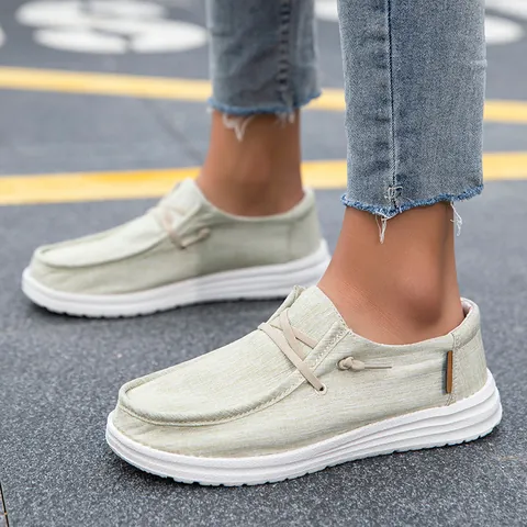 Casual Canvas Loafers For Men Women Lightweight Breathable Slip On Shoes Ethnic Geometric Print Moccasin Style Walking Shoes EVA Sole