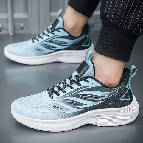 Herren Casual Fly Knit Mesh Laufschuhe Popcorn TPU Sohle Atmungsaktiv Leicht Dicke Sohle Farbverlauf Mode Sneakers Für Sport Wandern