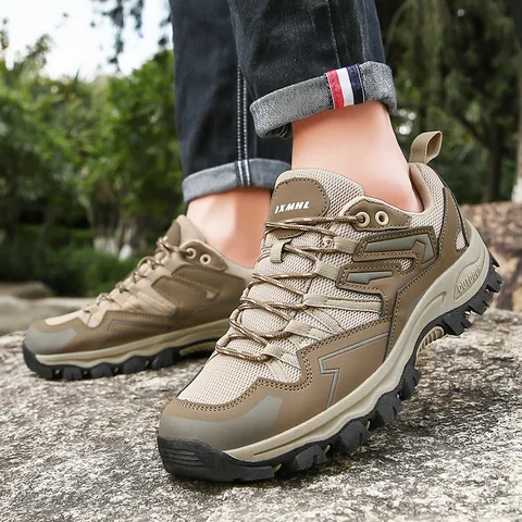 Outdoor Hiking Shoes Non-Slip Wear-Resistant Breathable Color Block Mid-Top Sneakers For Men Women Trekking Climbing Sports Footwear