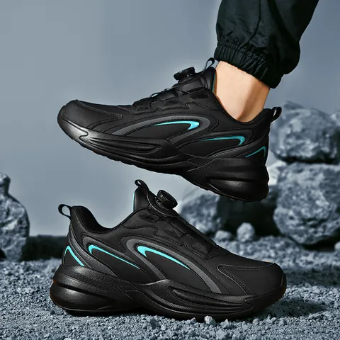 Scarpe da Trekking all'Aperto Unisex in Pelle Microfibra Antiscivolo Fibbia Girevole Scarpe da Ginnastica per Uomo Donna Sportive