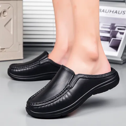 Men's Casual EVA Mules Non-Slip Oil-Resistant Chef Shoes Slip-On Waterproof Driving Shoes Solid Color Black Footwear