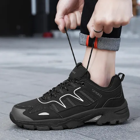 Unisex Outdoor Wandelschoenen Ademend Mesh Synthetisch Leer Patchwork Antislip Rubberen Zool Trekking Atletische Sportieve Hardloopschoenen