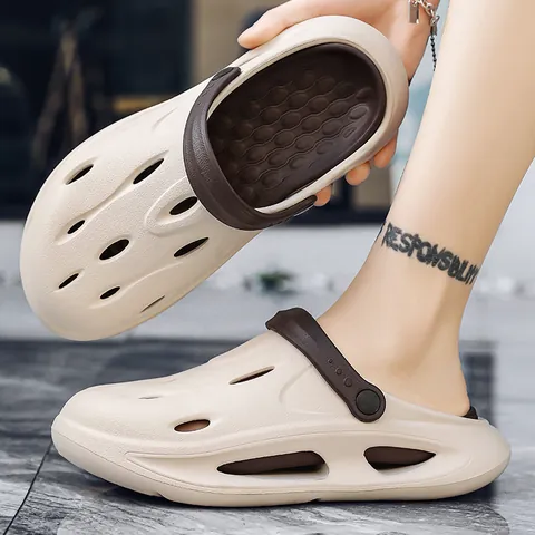 Men's Summer Hollow Out Clogs Lightweight EVA Sandals Breathable Non-slip Beach Slippers Thick Sole Quick Dry Garden Shoes