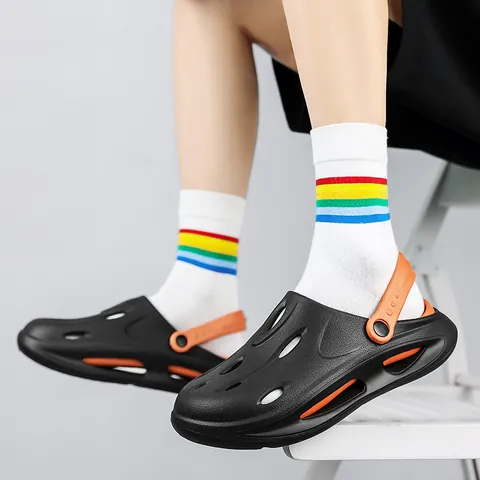 Men's Summer Hollow Out Clogs Lightweight EVA Sandals Breathable Non-slip Beach Slippers Thick Sole Quick Dry Garden Shoes