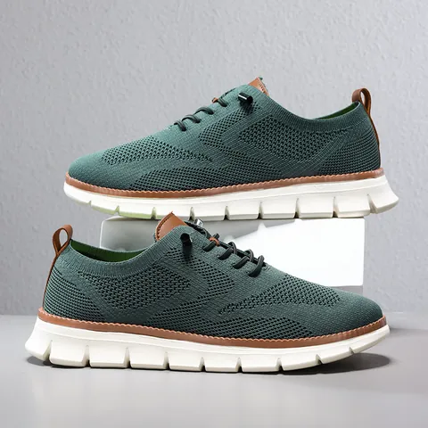 Men Casual Fly Woven Shoes Breathable Lightweight Slip-on Loafers Mesh Lining Non-slip Sneakers Outdoor Walking Footwear