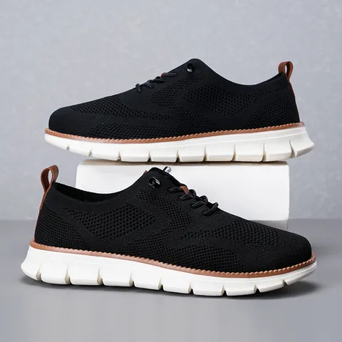 Men Casual Fly Woven Shoes Breathable Lightweight Slip-on Loafers Mesh Lining Non-slip Sneakers Outdoor Walking Footwear