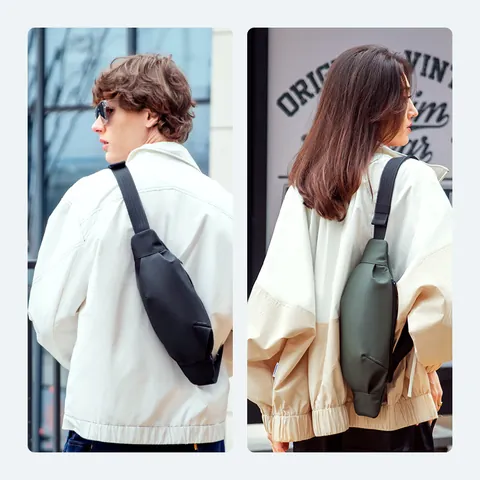 Minimalist Oxford Cloth Waist Bag For Men Women Water Resistant Chest Bag Durable Zipper Crossbody Shoulder Bag Sport