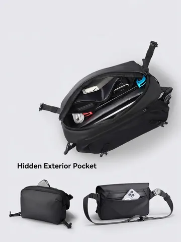 Bolso Mensajero Hombre Oxford Impermeable Bolso de Hombro Multifuncional Gran Capacidad Bolso Cruzado Para Trabajo Viaje Diario Casual Negro