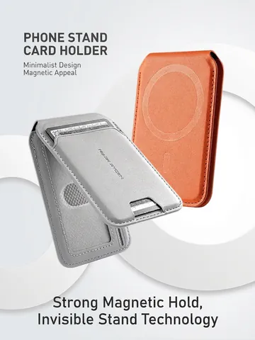 Portacarte Magnetico per Telefono Blocco RFID Compatibile con Magsafe Ultra Sottile in Pelle PU Portafoglio con Supporto Pieghevole per Smartphone