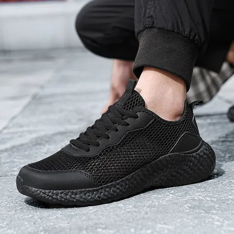 Baskets en Maille Respirante pour Hommes Chaussures de Marche Décontractées Légères pour Gym Fitness Course Sport Mode Semelle Épaisse Tennis