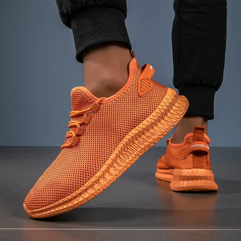 Ανδρικά Αναπνεύσιμα Αθλητικά Παπούτσια Flyknit Ελαφριά Casual Sneakers Τρεξίματος για Καλοκαιρινό Outdoor Fitness Παπούτσια Περπατήματος με Χοντρή Σόλα