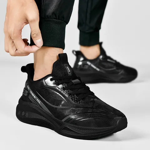 Men's Running Shoes Carbon Plate Cushioning Breathable Lightweight Large Size Microfiber Leather Sporty Fashion Sneakers For Male