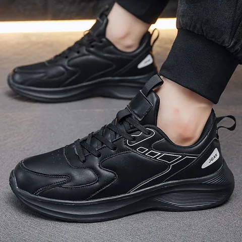 Baskets de Mode pour Hommes Chaussures de Loisirs Sportives Semelle Épaisse Antidérapantes Chaussures de Course Grande Taille Cuir Synthétique