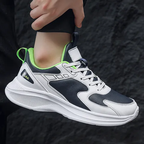 Baskets de Mode pour Hommes Chaussures de Loisirs Sportives Semelle Épaisse Antidérapantes Chaussures de Course Grande Taille Cuir Synthétique