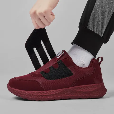 Bequeme Walking-Schuhe Für Senioren Herren Damen Geweitete Klettverschluss Rutschfeste Mesh Kunstleder Lässige Sportschuhe
