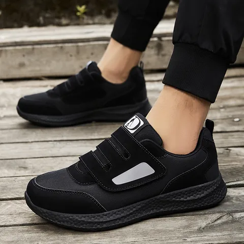 Bequeme Walking-Schuhe Für Senioren Herren Damen Geweitete Klettverschluss Rutschfeste Mesh Kunstleder Lässige Sportschuhe