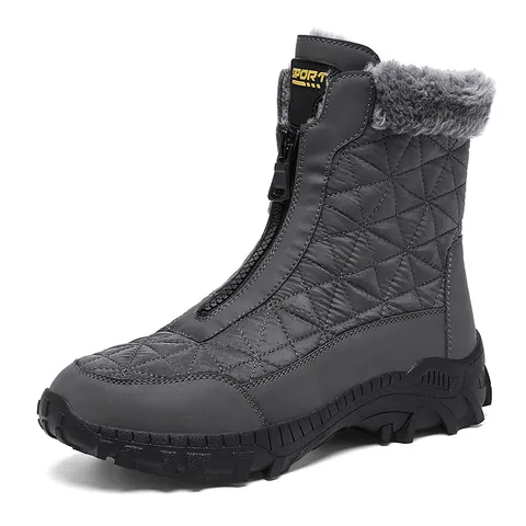 Heren High Top Sneeuwlaarzen Waterdicht Antislip Winter Outdoor Laarzen Met Kunstbont Voering Rits Warme Schoenen