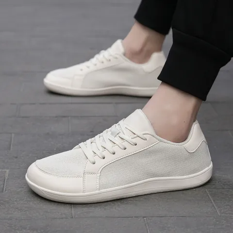 Atmungsaktive Walking-Schuhe Mit Breiter Zehenbox Für Herren Damen Minimalistische Lässige Flyknit Mesh Sneaker Leichte Verschleißfeste Schnür-Sportschuhe