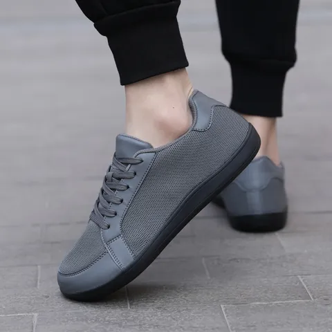 Atmungsaktive Walking-Schuhe Mit Breiter Zehenbox Für Herren Damen Minimalistische Lässige Flyknit Mesh Sneaker Leichte Verschleißfeste Schnür-Sportschuhe