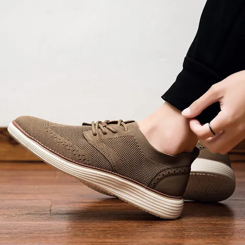 Baskets Décontractées Hommes Grandes Tailles Maille Respirante Style Richelieu Légères Antidérapantes Chaussures de Marche Sport