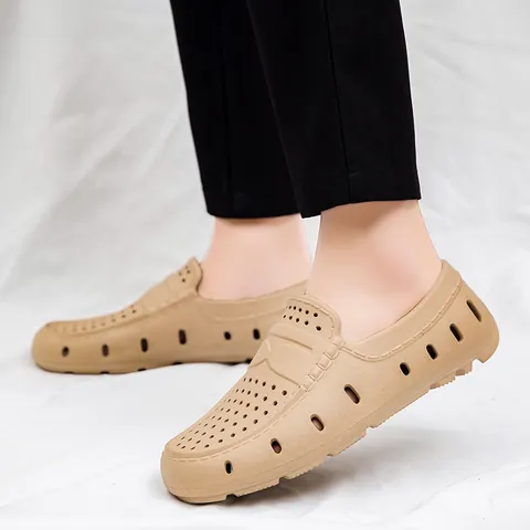 Men's Casual EVA Hollow Out Loafers Breathable Lightweight Slip On Beach Garden Shoes Waterproof Summer Walking Footwear