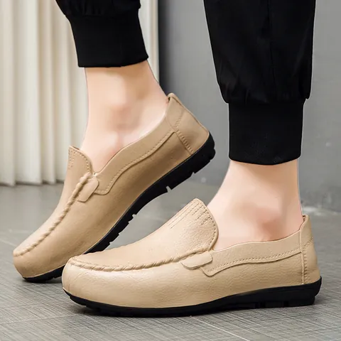 Men's Casual PU Leather Loafers Lightweight Slip On Driving Shoes British Style Non-Slip Comfortable Moccasins For Office Daily