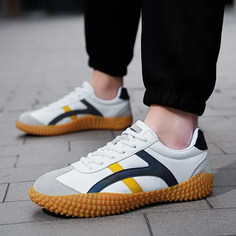 Zapatillas Casuales Unisex Vintage Cuero Empalmado Gamuza Patchwork Suela de Goma Granular Antideslizante Zapatos Deportivos de Corte Bajo Para Hombre Mujer