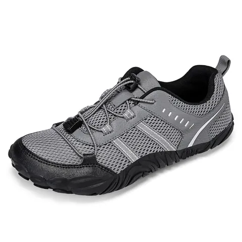 Unisex Wide Toe Outdoor Shoes Breathable Mesh Low Top Hiking Shoes Quick Lacing Non Slip Water Shoes For Men Women Summer
