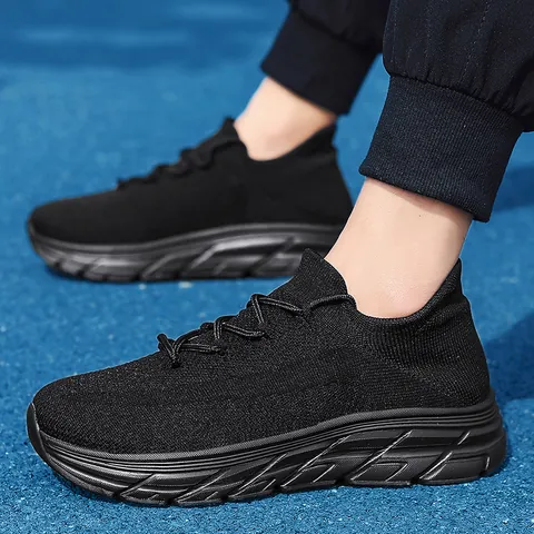Hommes Femmes Respirant Flyknit Chaussures de Course Léger Mesh Sneakers Décontracté Chaussures Chaussettes Pour Plein Air Marche Sport Tennis Chaussures