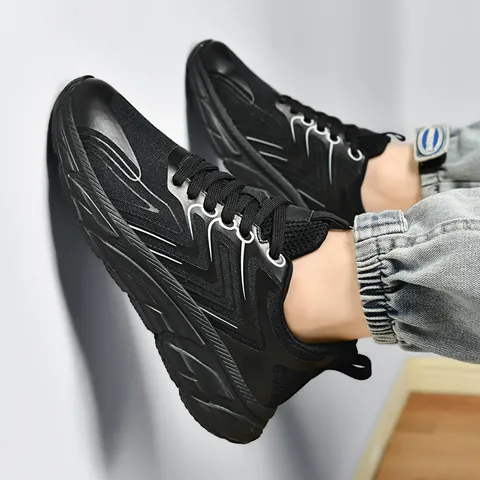Heren Ademende Mesh Hardloopschoenen Lichtgewicht Schokabsorberende Sneakers Dikke Zool Voor Sport Wandelen Casual Gebruik