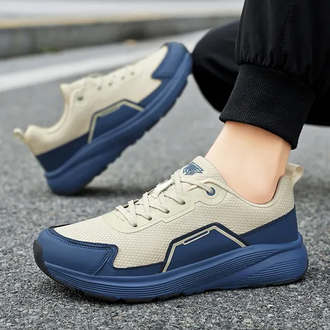Men Breathable Mesh Walking Shoes Lightweight Thick Sole Wide Fit Casual Sports Sneakers Outdoor Running Footwear For Men