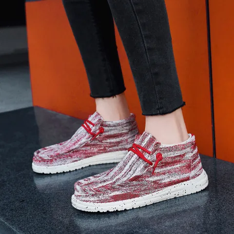 Mocassins en Toile Décontractés Unisexe Légers Respirants en Tricot Avec Lacets Élastiques Semelle Éclaboussée Oreo Chaussures de Marche Mode