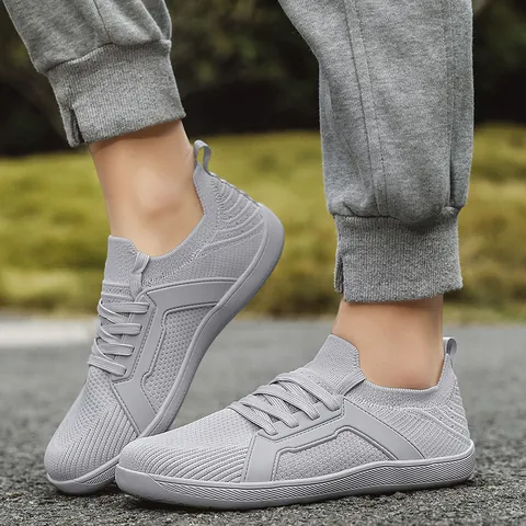 Herren Damen Breite Zehenbox Barfußschuhe Atmungsaktives Netzgewebe Outdoor Wanderschuhe Leicht Minimalistisch Rutschfest Fitness Sneaker