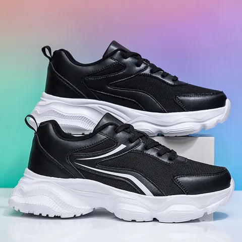 Men's Chunky Sneakers Fashion Breathable Mesh Patchwork Dad Shoes Thick Sole Non-slip Casual Sports Walking Shoes For Men