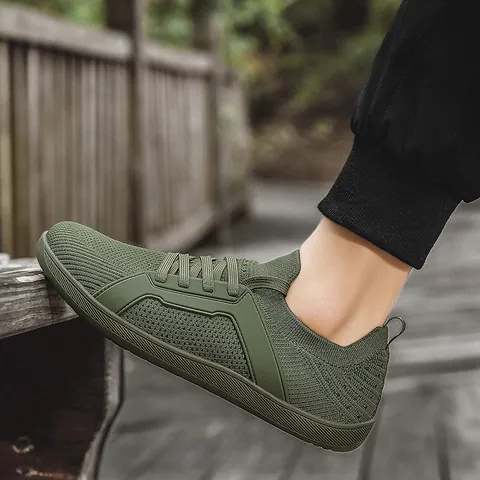 Herren Damen Breite Zehenbox Barfußschuhe Atmungsaktives Netzgewebe Outdoor Wanderschuhe Leicht Minimalistisch Rutschfest Fitness Sneaker