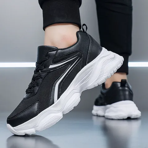 Men's Chunky Sneakers Fashion Breathable Mesh Patchwork Dad Shoes Thick Sole Non-slip Casual Sports Walking Shoes For Men