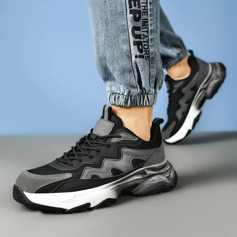 Men Chunky Sneakers Lightweight Breathable Mesh Sport Shoes Fashion Dad Shoes Shock Absorption Non-slip Running Casual Footwear