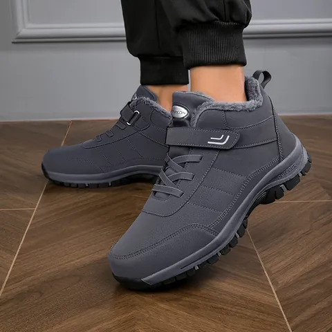 Stivali da Neve Outdoor Invernali per Uomo Donna Alti Caldi Foderati in Peluche Pelle PU Velcro Allacciati Scarpe da Camminata Antiscivolo