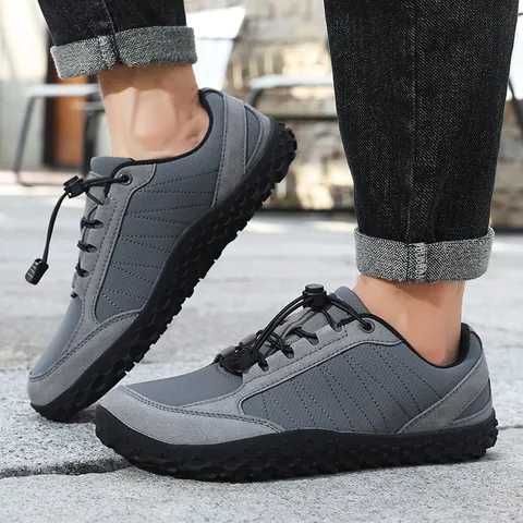 Men's Outdoor Casual Shoes Lightweight EVA Sole Microfiber Splicing Non-Slip Quick-Lace Loafers For Men Breathable Walking Sneakers Wide Toe Box