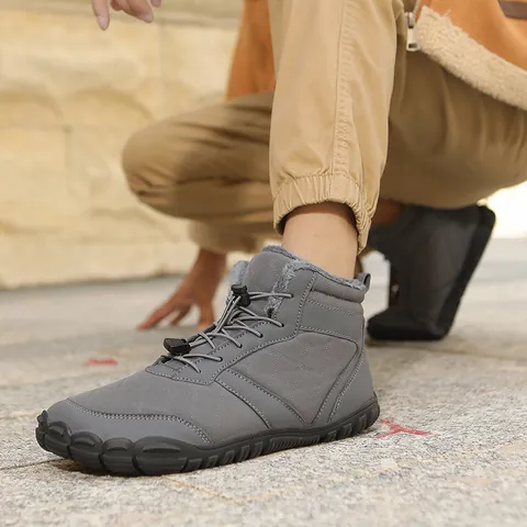 Men's Outdoor Winter Snow Boots With Thickened Warm Faux Fur Lining Waterproof Canvas Rhombic Quilt Pattern Non-Slip Rubber Sole High-Top Hiking Boots