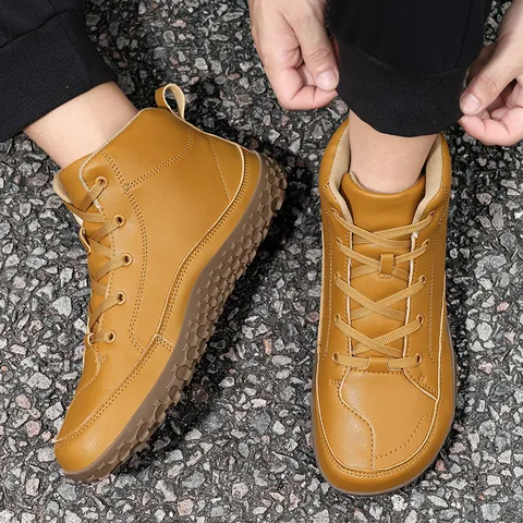 Botas de Senderismo Impermeables Antideslizantes para Hombre Botas Casuales al Aire Libre de Cuero Sintético Estilo Británico Calzado de Moda