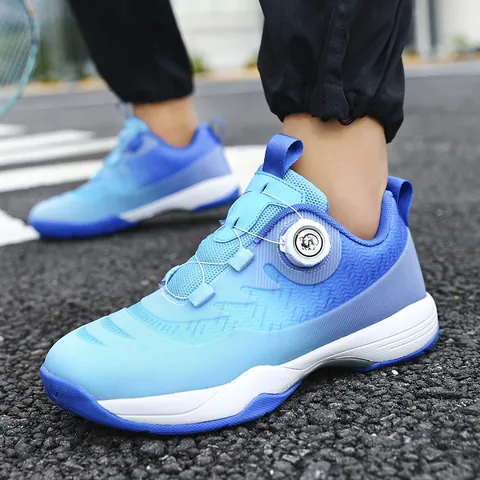 Professional Badminton Shoes Rotating Buckle Breathable Non-Slip Shock-Absorbing Training Sports Sneakers For Men Women